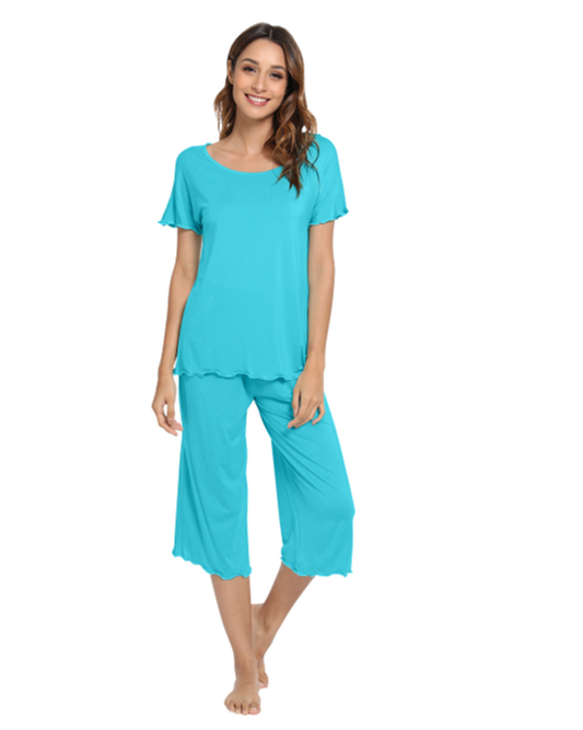 Women Soft Capri Pants Pajama Sets