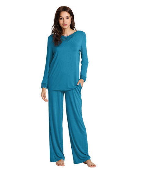 Women Knitted Nine-Quarter Sleeve Trousers Pullover Suit