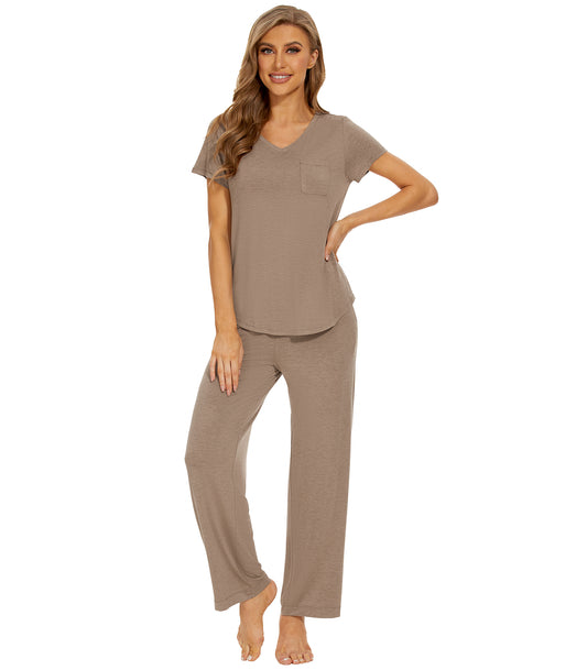 Women Comfy Short Sleeve Pajama Sets with Pants