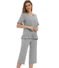 Women Short Sleeve Top with Capris Pajamas Sets