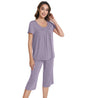 Women Soft Cooling Short Sleeve Sleepwear with Capri Pants