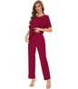 Womens Short Sleeve Scoop Neck Lounge Sets with Pants